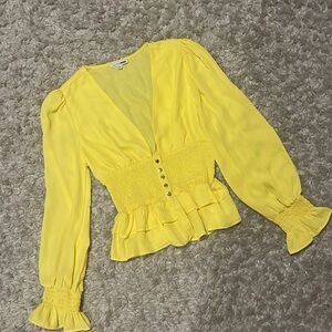 Unique Yellow Button Up Top
